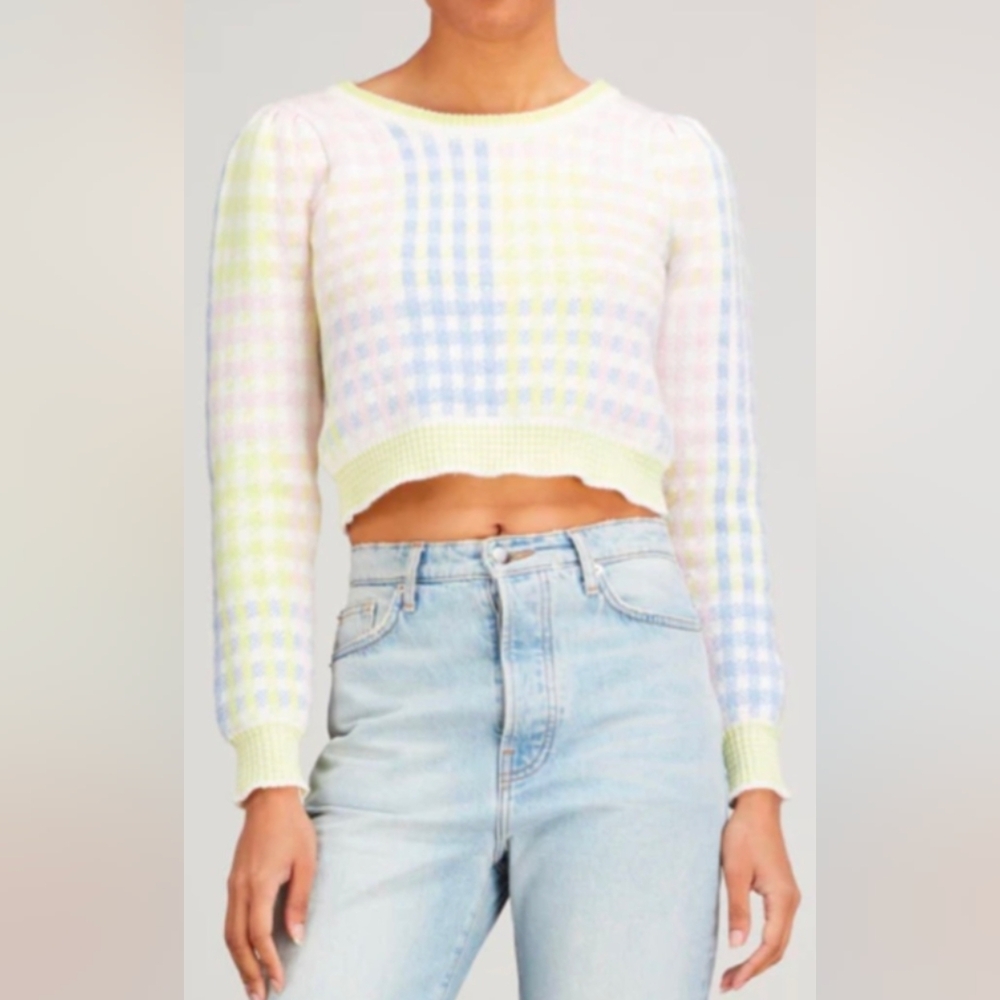 NWT LOVESHACKFANCY Dolana Crop Pullover In Mint Jelly